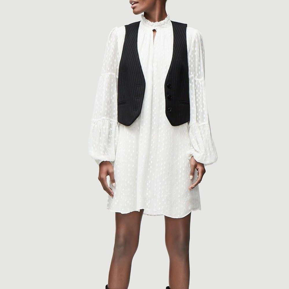 NWT FRAME Shirred Printed Mock Shift Dress